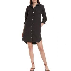 FAHERTY‎ Women's Sz XS Black Organic Cotton High Low Shirt Dress Goth NWT